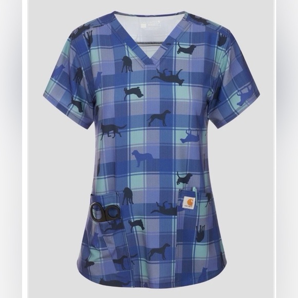Carhartt Tops - Carhartt Modern Fit V-Neck Scrub Top Womens XS with Dog Print Brand NWT!